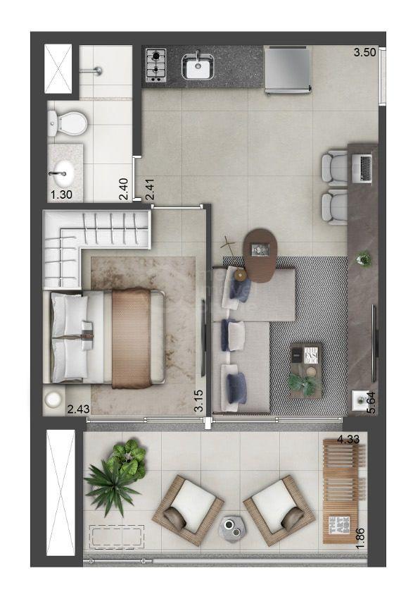 Apartamento, 1 quarto, 43 m² - Foto 5