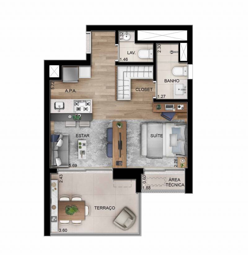 Apartamento, 1 quarto, 44 m² - Foto 4